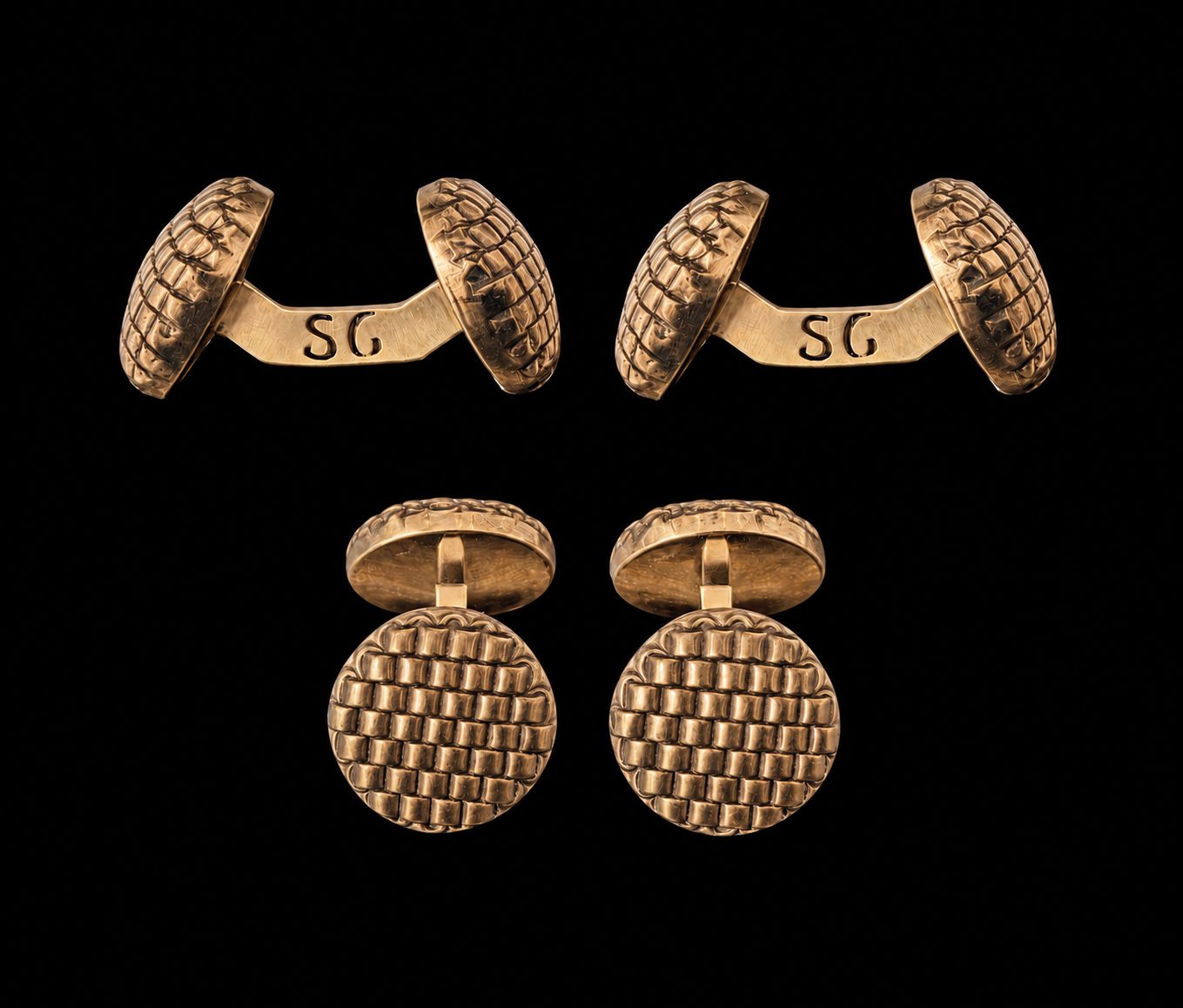 boutons de manchette tressage bronze