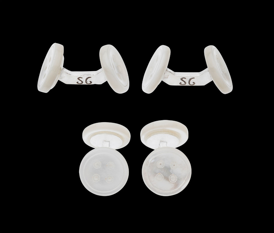 Cufflinks Ligne d&#039;apparat (day) of frank mother-of-pearl and silver links