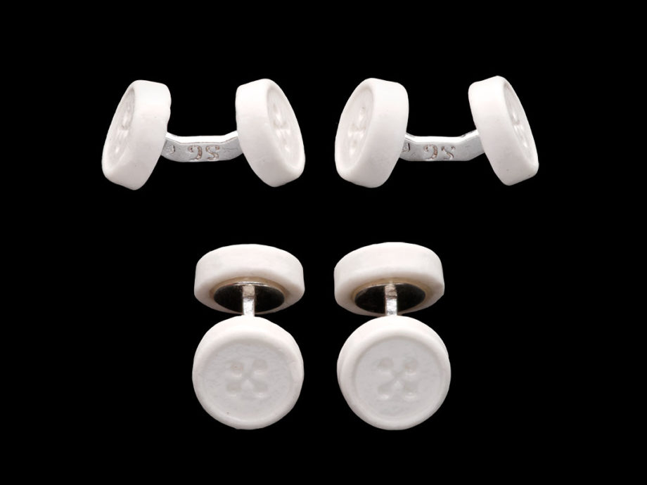 archetypal porcelain sports cufflinks with silver links