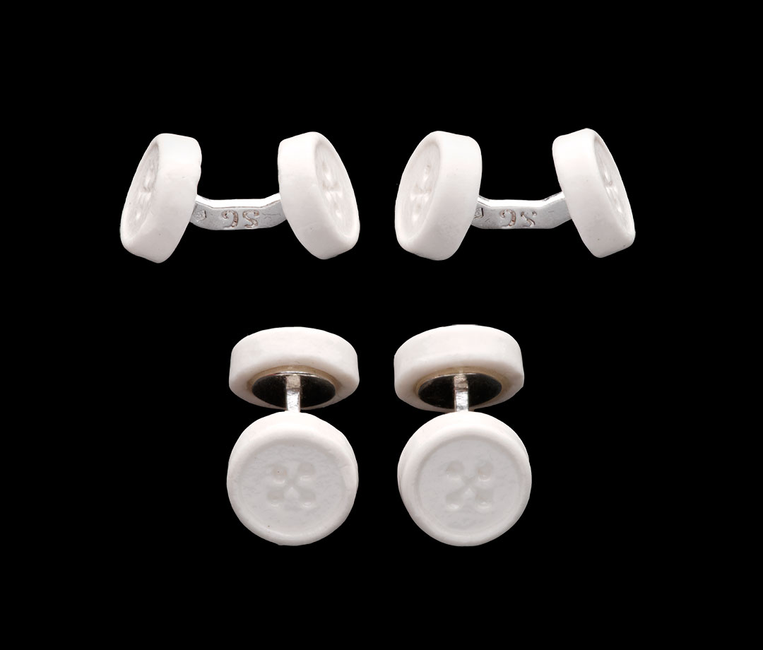 archetypal porcelain sports cufflinks with silver links