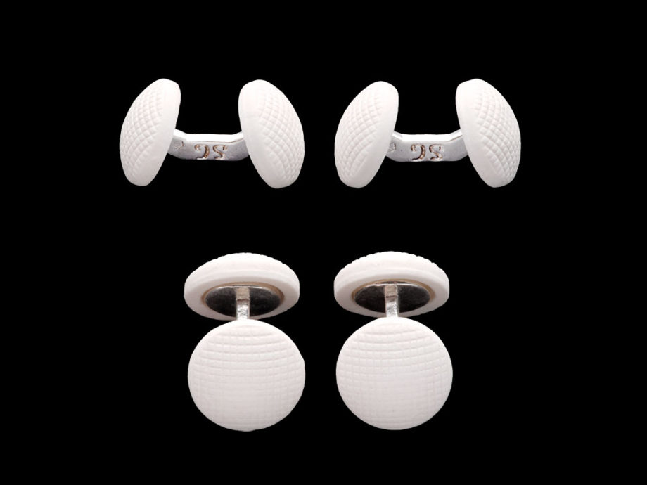 porcelain sports cufflinks with silver links