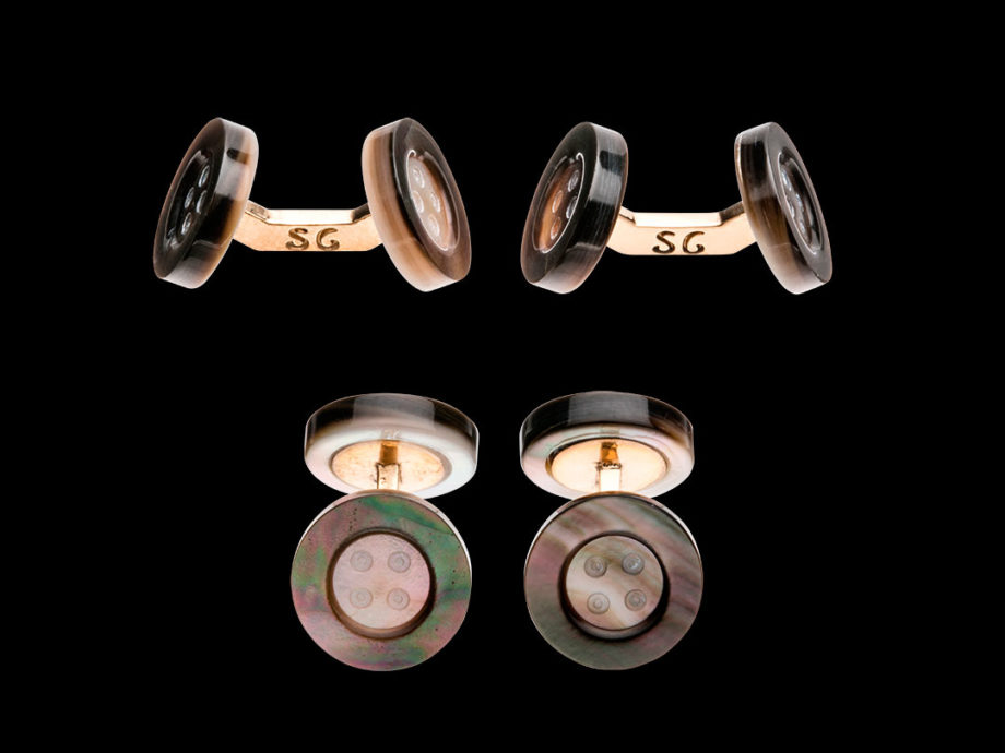 Cufflinks Sport line (evening) in grey mother-of-pearl and bronze links