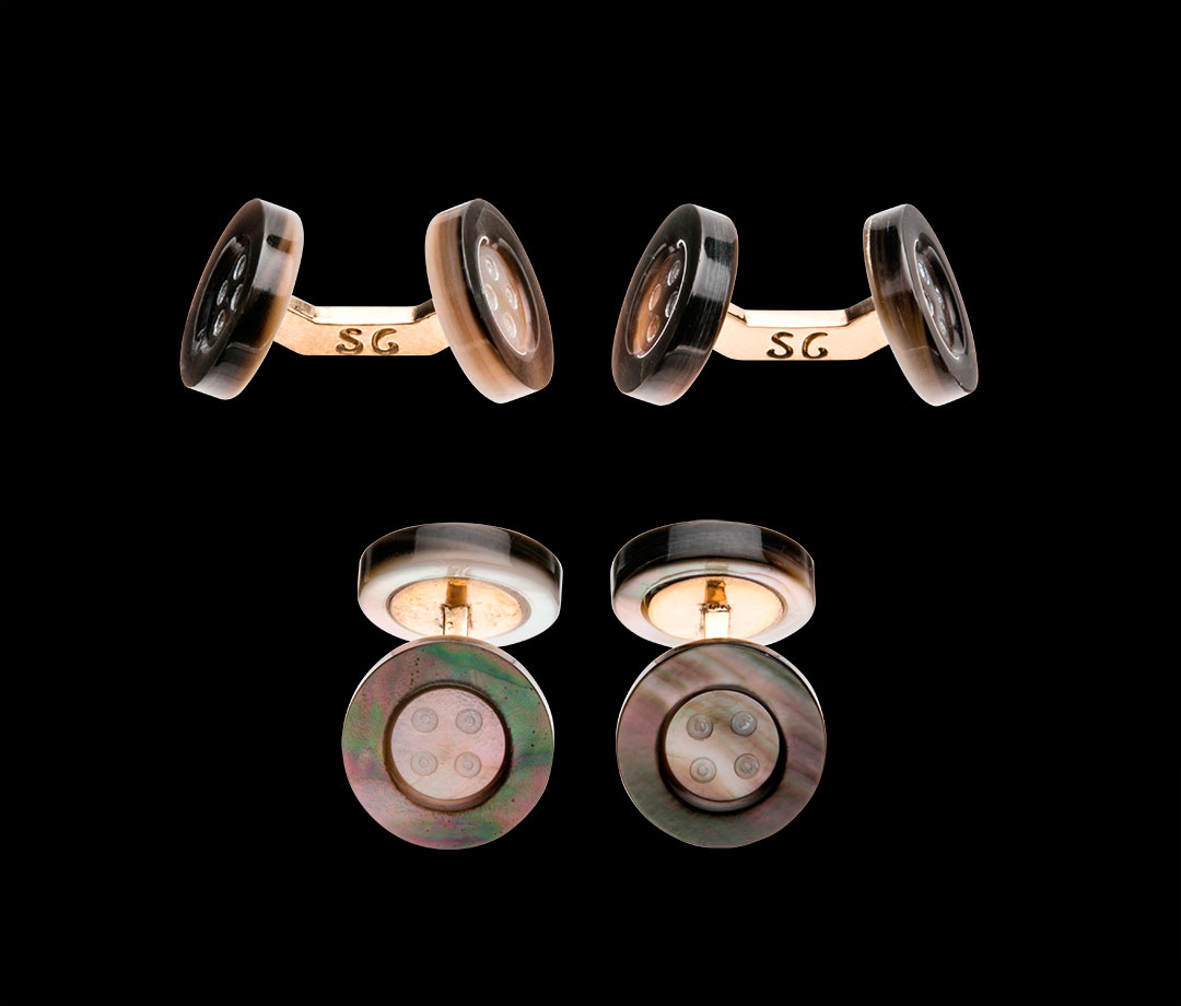 Cufflinks Sport line (evening) in grey mother-of-pearl and bronze links