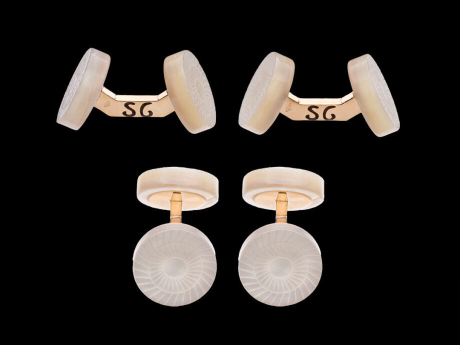 boutons de manchette épi de jour, or 18k