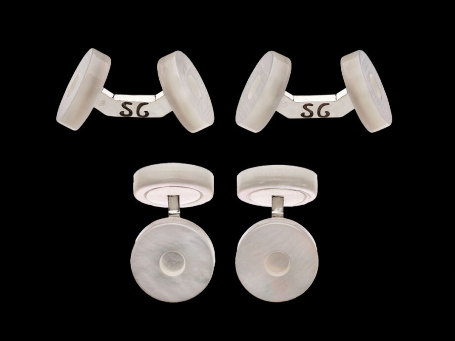 boutons de manchette, apparat jour, or blanc 18k