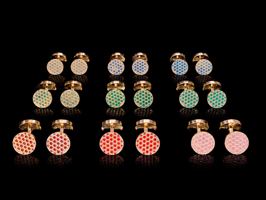 boutons de manchette serti grain couleurs